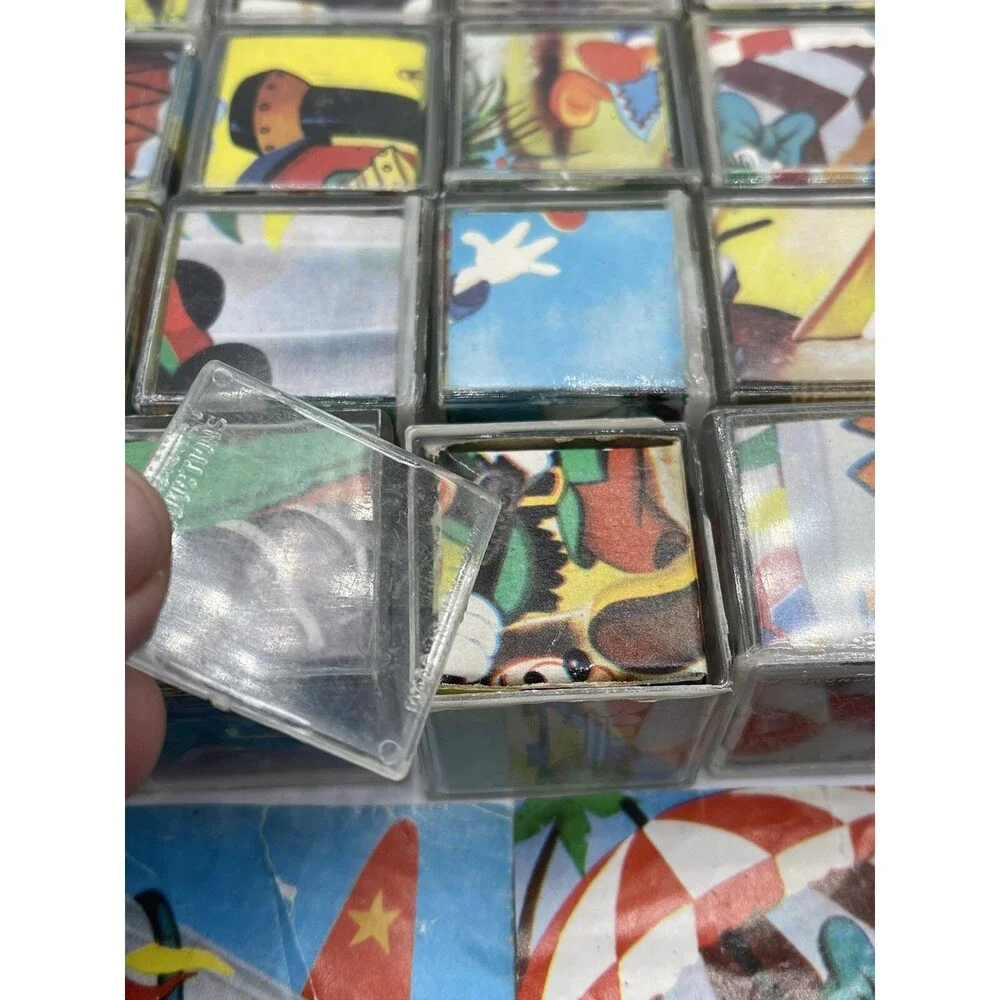 Vintage Walt Disney Productions Hong Kong Plastic Paper Cube Puzzle Pictures